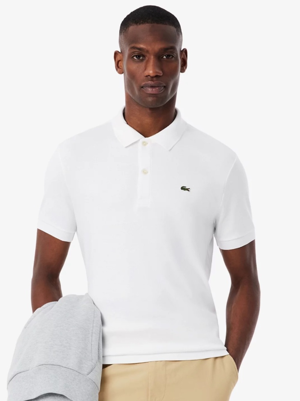 Lacoste Mens original cotton pique polo white  size medium classic fit brand new